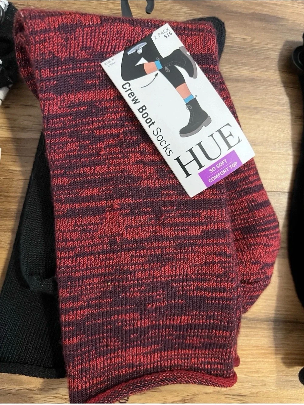 Hue Women’s Black Jean Socks, White Stripe Compression Socks, Red/Black Socks